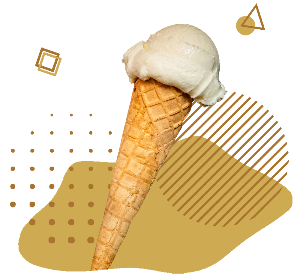 Een hoorntje met een bol vanille ijs van Cremerie Oostende